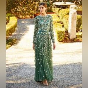 Mac Duggal Embellished High Neck Long Sleeve A-Line Gown size 6
